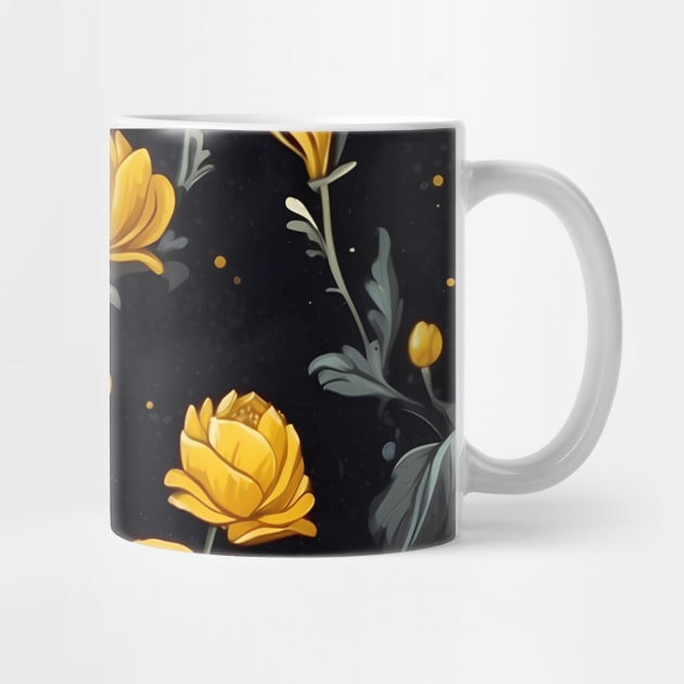 Yellow Flowers Floating in Space by VivaLaRetro